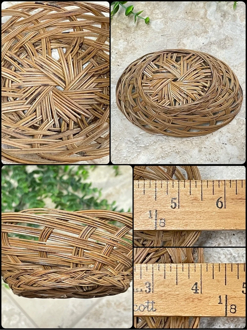 Vintage 6 Pc Woven Wicker Rattan Basket Wall Decor Set Boho Cottagecore